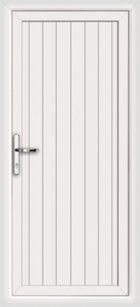 Cottage Style white upvc back door with toplight
